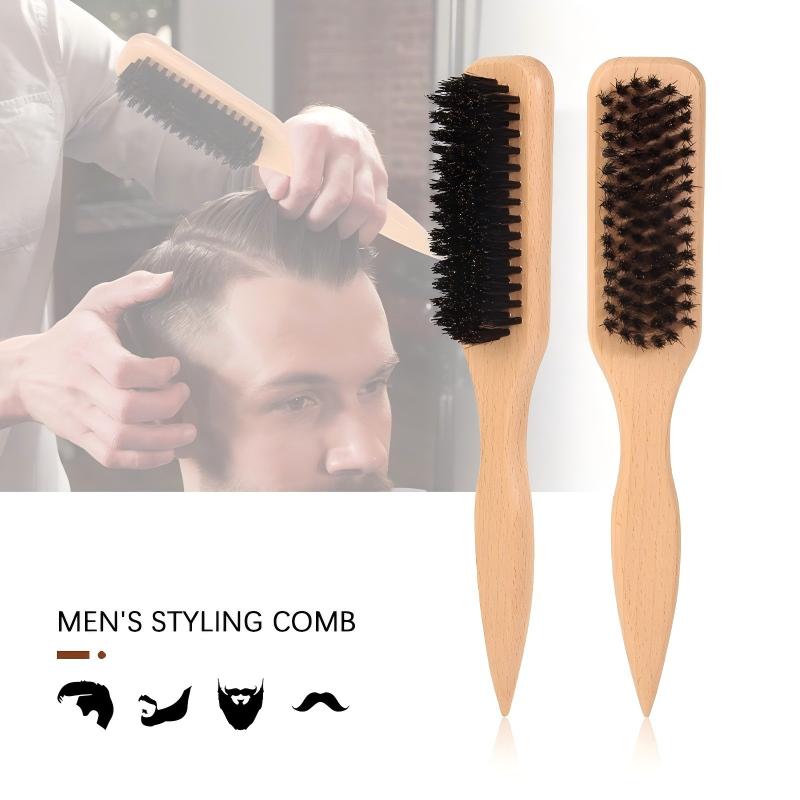 Men Grooming Home - Herren-Haarbürste aus Holz mit Wildschweinborsten, spitzer