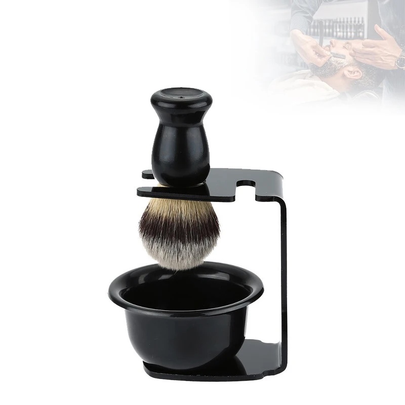 Men'S Grooming Facial - Rasierpinsel und Schüssel mit Acryl-Ständer Schwarz