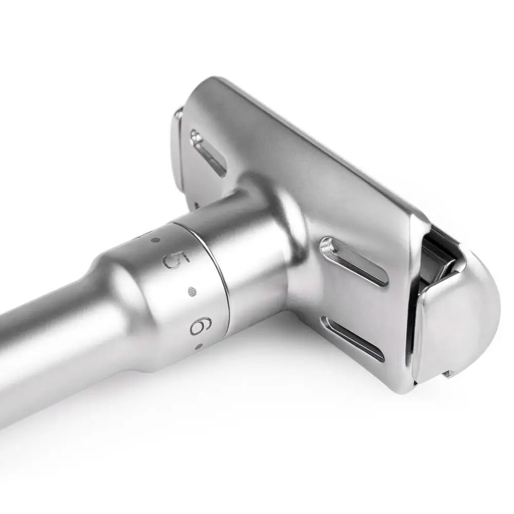 Straight Razor Safety - Manueller Rasierer aus Edelstahl mit Doppelklinge,