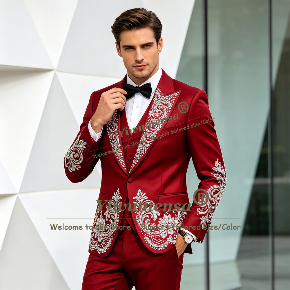 Mens Grooming Kit Luxury - Luxuriöser Hochzeitsanzug für Herren, glitzernde Kristalle,
