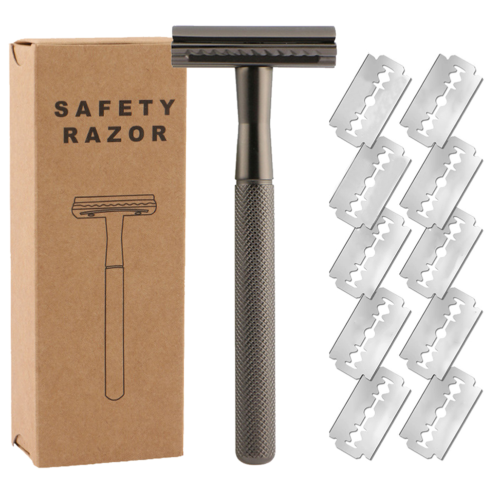 Straight Razor Safety - Sicherheitsrasierer mit beschwertem Messinggriff und 5